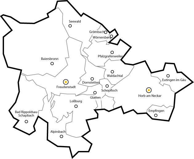 Kreiskarte des Landkreises Freudenstadt